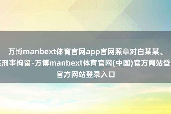万博manbext体育官网app官网照章对白某某、陈某某刑事拘留-万博manbext体育官网(中国)官方网站登录入口